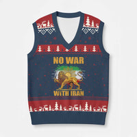 No War With Iran V-Neck Knit Sweater Vest Iran Flag Lion And Sun Persian Pride
