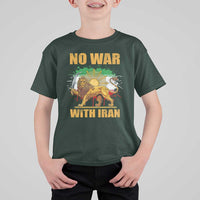 No War With Iran T Shirt For Kid Iran Flag Lion And Sun Persian Pride