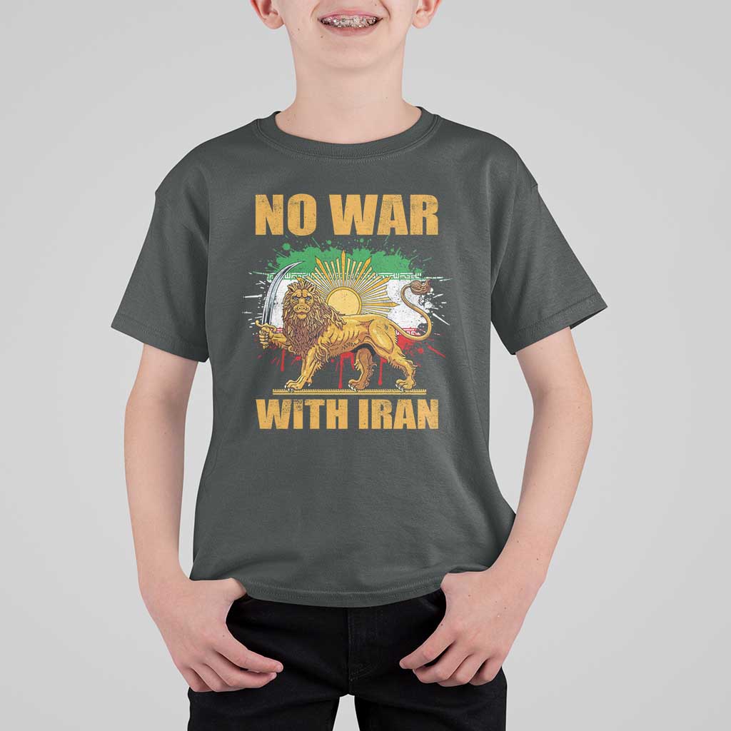 No War With Iran T Shirt For Kid Iran Flag Lion And Sun Persian Pride