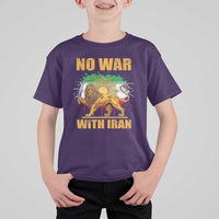 No War With Iran T Shirt For Kid Iran Flag Lion And Sun Persian Pride