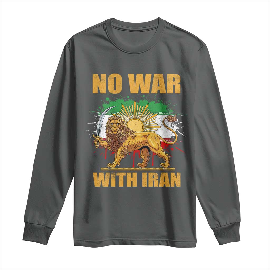 No War With Iran Long Sleeve Shirt Iran Flag Lion And Sun Persian Pride