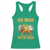 No War With Iran Racerback Tank Top Iran Flag Lion And Sun Persian Pride