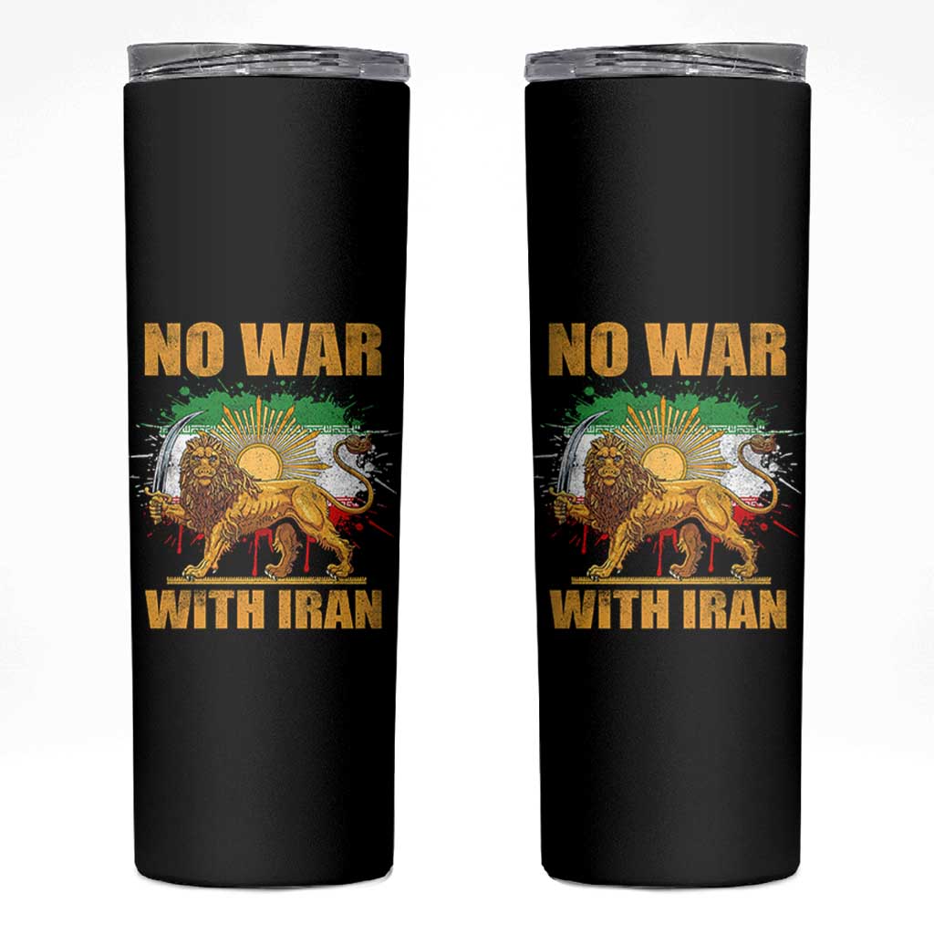 No War With Iran Skinny Tumbler Iran Flag Lion And Sun Persian Pride