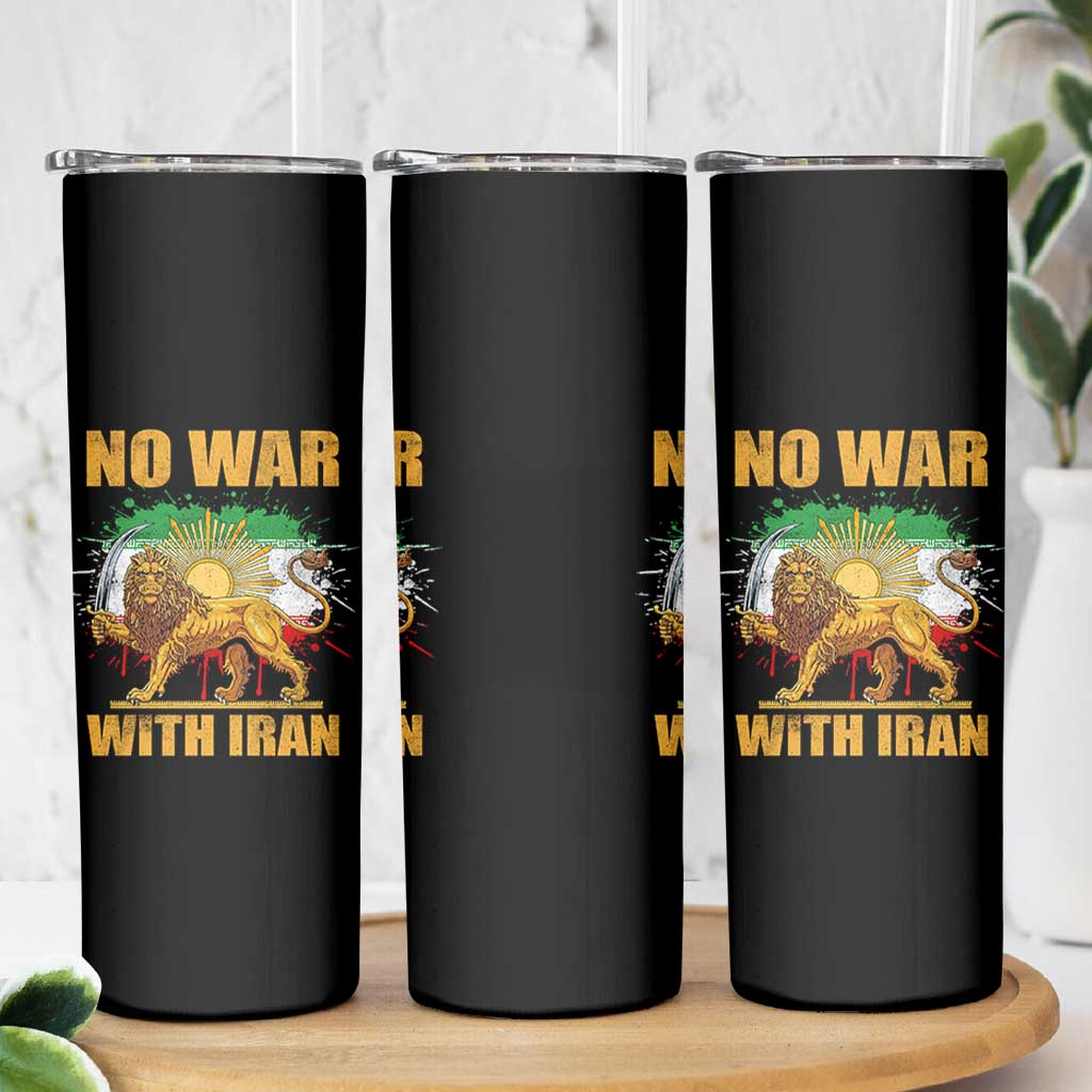 No War With Iran Skinny Tumbler Iran Flag Lion And Sun Persian Pride
