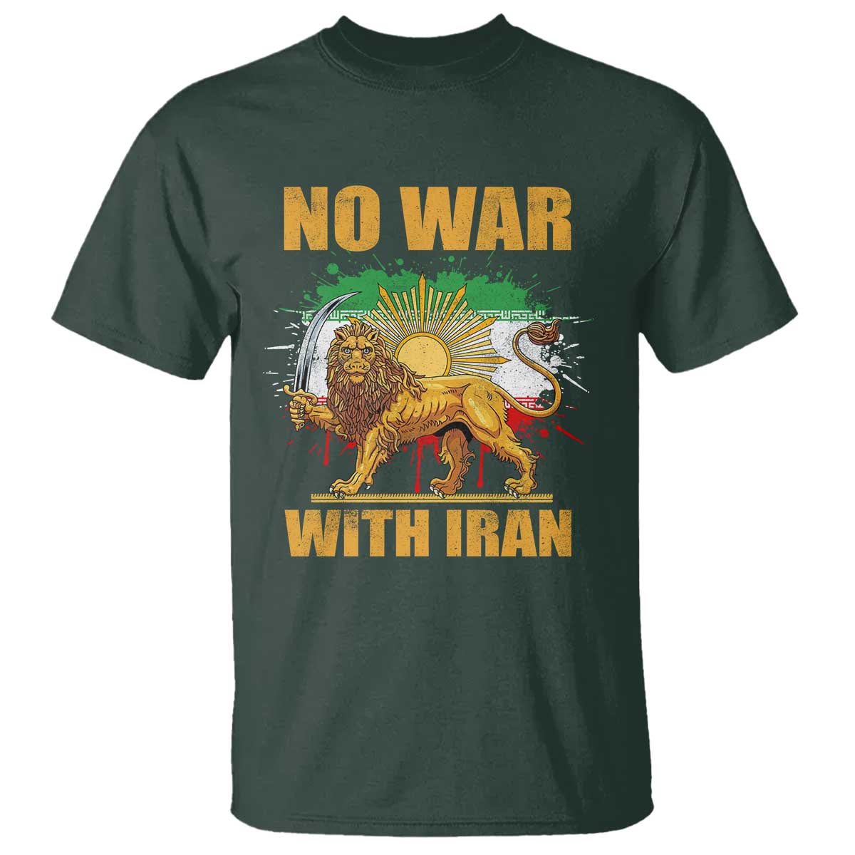 No War With Iran T Shirt Iran Flag Lion And Sun Persian Pride