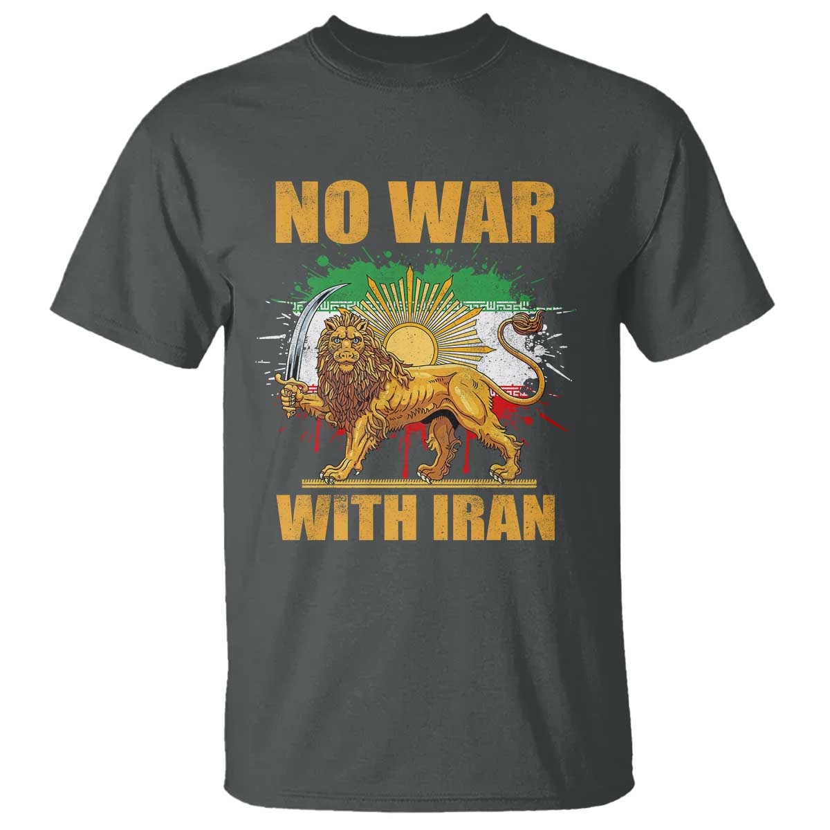 No War With Iran T Shirt Iran Flag Lion And Sun Persian Pride