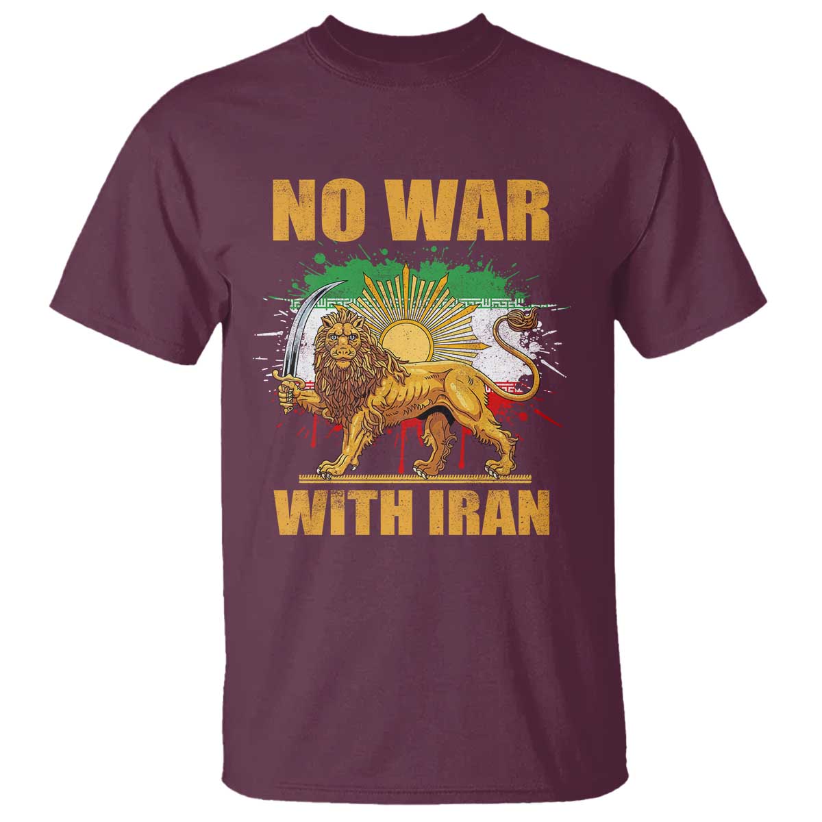 No War With Iran T Shirt Iran Flag Lion And Sun Persian Pride