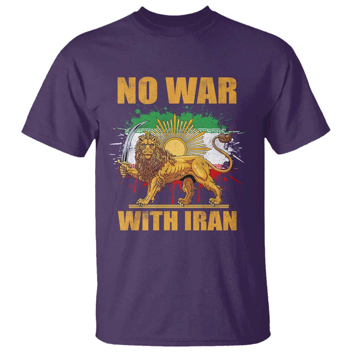No War With Iran T Shirt Iran Flag Lion And Sun Persian Pride