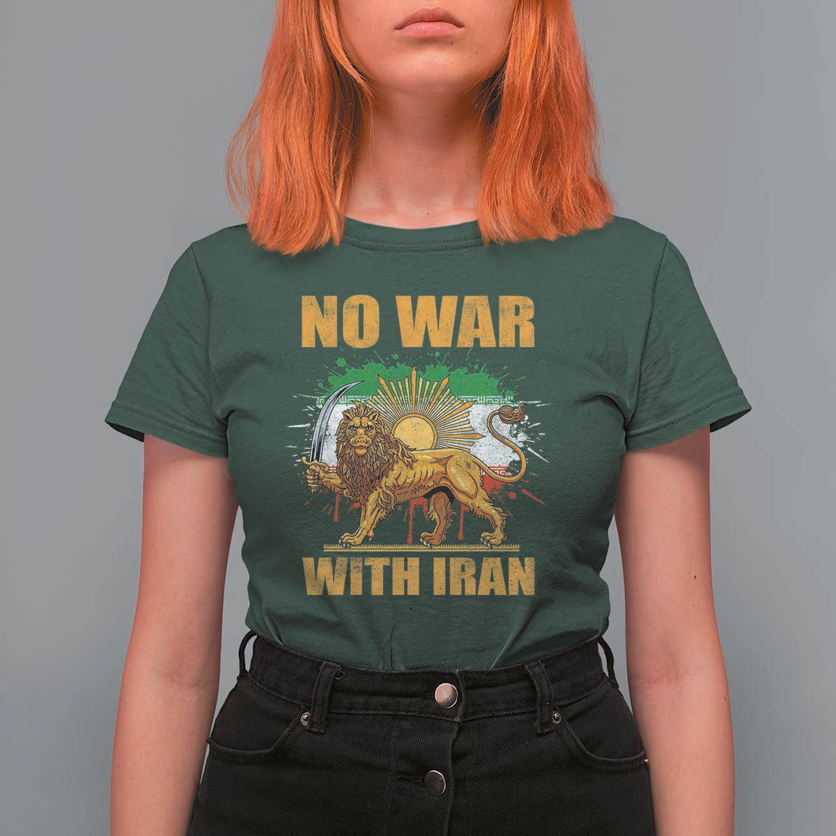 No War With Iran T Shirt For Women Iran Flag Lion And Sun Persian Pride