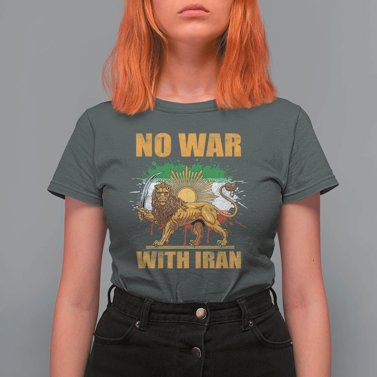 No War With Iran T Shirt For Women Iran Flag Lion And Sun Persian Pride