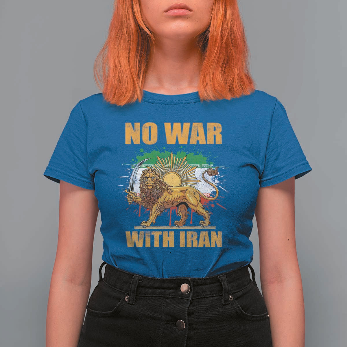 No War With Iran T Shirt For Women Iran Flag Lion And Sun Persian Pride