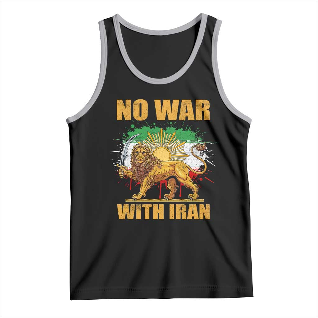 No War With Iran Tank Top Iran Flag Lion And Sun Persian Pride