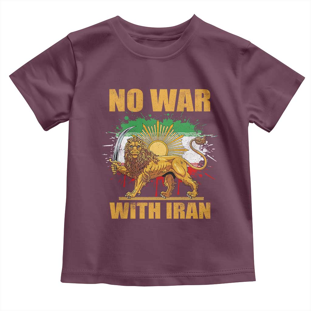 No War With Iran Toddler T Shirt Iran Flag Lion And Sun Persian Pride
