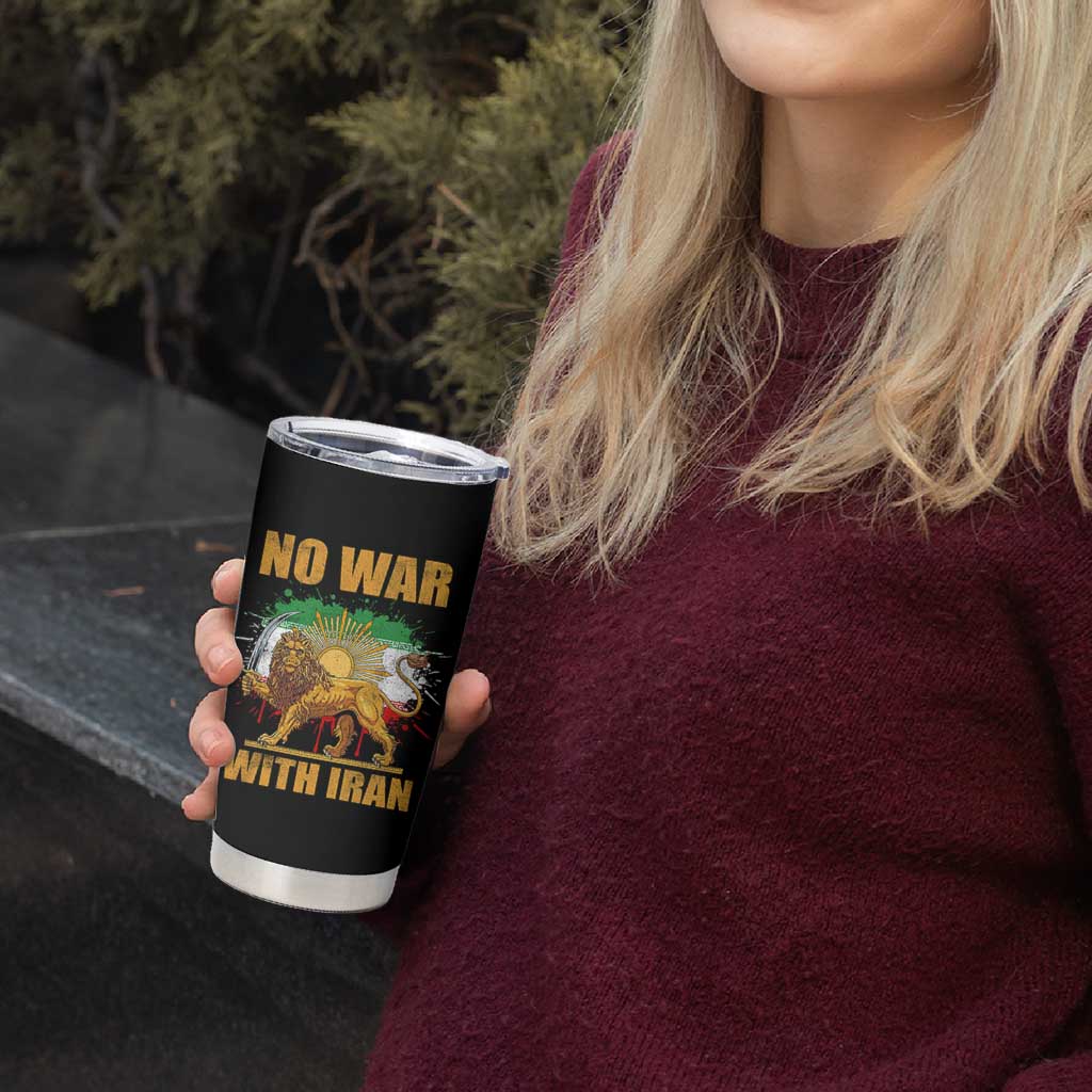 No War With Iran Tumbler Cup Iran Flag Lion And Sun Persian Pride
