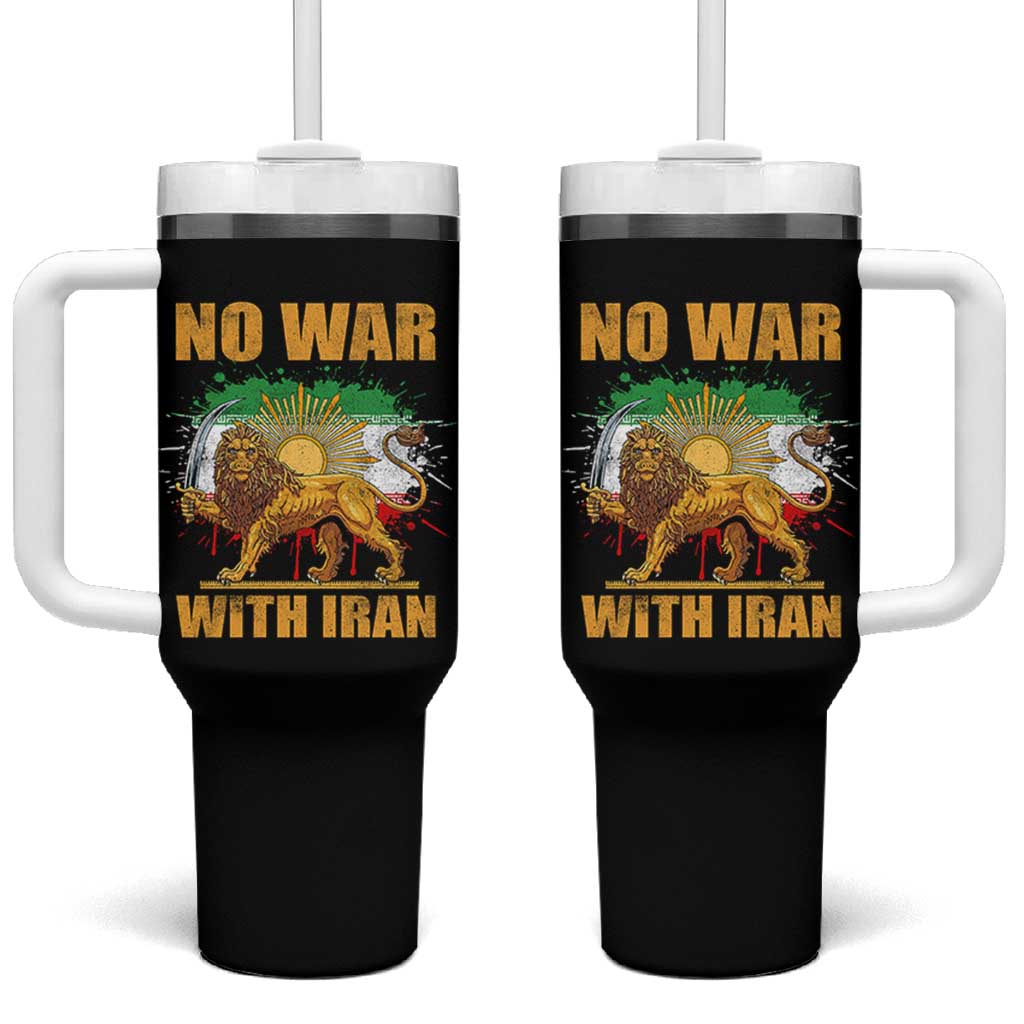 No War With Iran Tumbler With Handle Iran Flag Lion And Sun Persian Pride