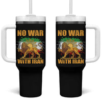 No War With Iran Tumbler With Handle Iran Flag Lion And Sun Persian Pride
