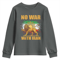 No War With Iran Youth Sweatshirt Iran Flag Lion And Sun Persian Pride