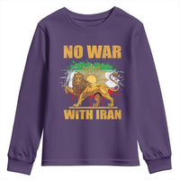 No War With Iran Youth Sweatshirt Iran Flag Lion And Sun Persian Pride