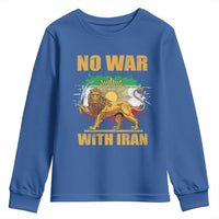 No War With Iran Youth Sweatshirt Iran Flag Lion And Sun Persian Pride