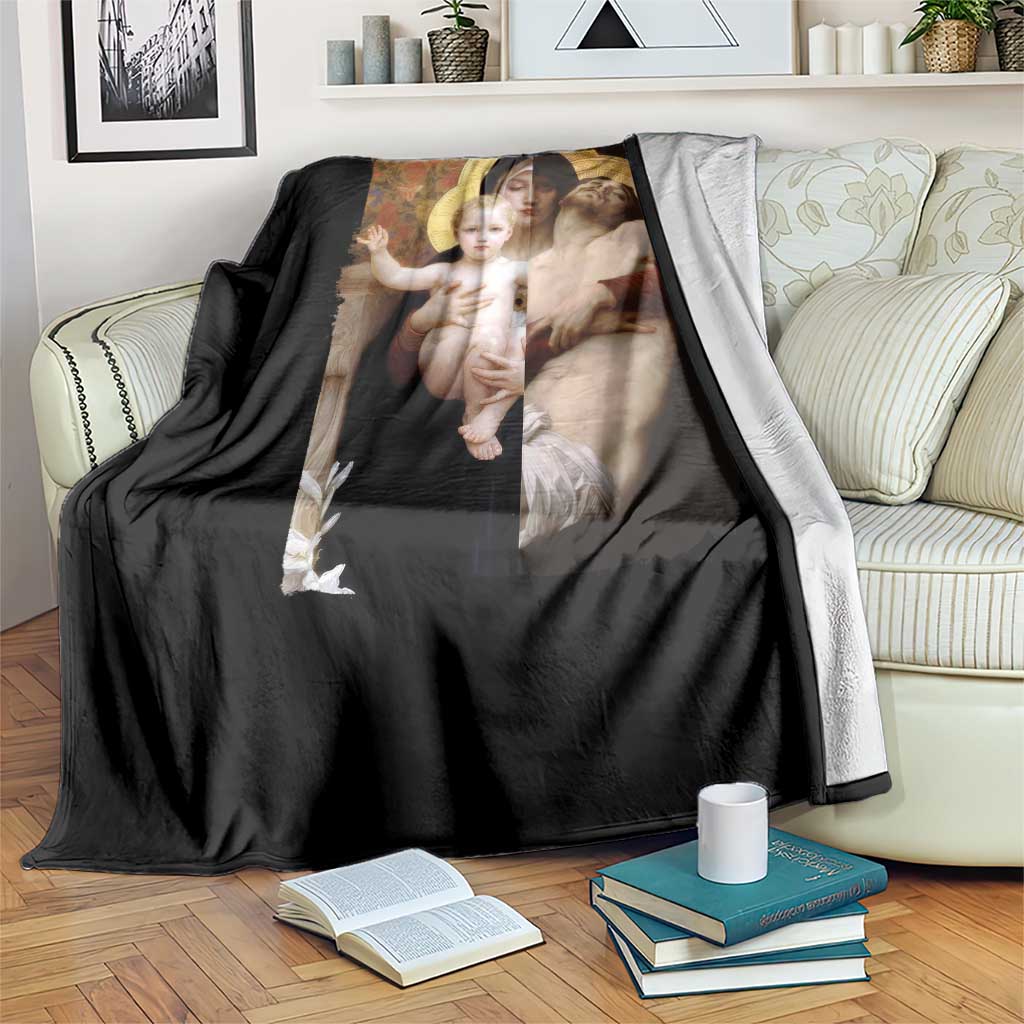 Jesus Christ and Mother Mary William Adolphe Bouguereau Art Throw Blanket