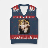 Jesus Christ and Mother Mary William Adolphe Bouguereau Art V-Neck Knit Sweater Vest