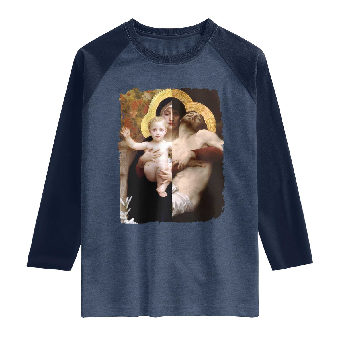 Jesus Christ and Mother Mary William Adolphe Bouguereau Art Raglan Shirt