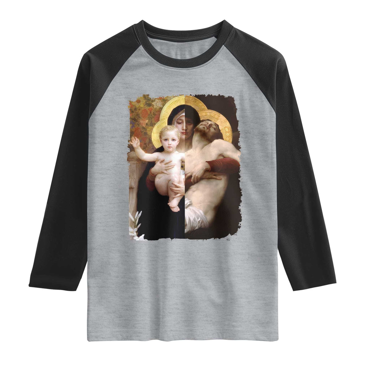 Jesus Christ and Mother Mary William Adolphe Bouguereau Art Raglan Shirt
