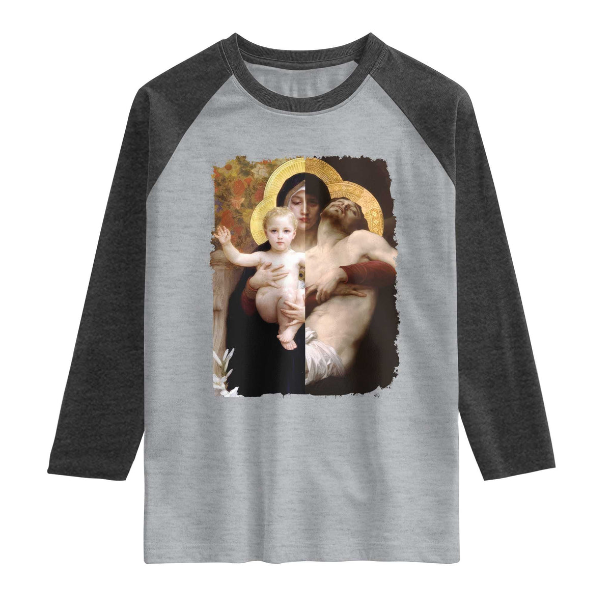 Jesus Christ and Mother Mary William Adolphe Bouguereau Art Raglan Shirt