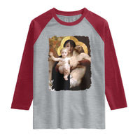 Jesus Christ and Mother Mary William Adolphe Bouguereau Art Raglan Shirt
