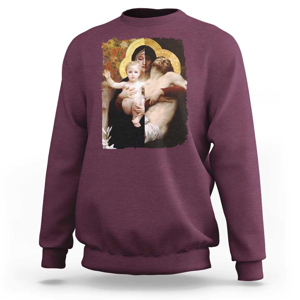 Jesus Christ and Mother Mary William Adolphe Bouguereau Art Sweatshirt