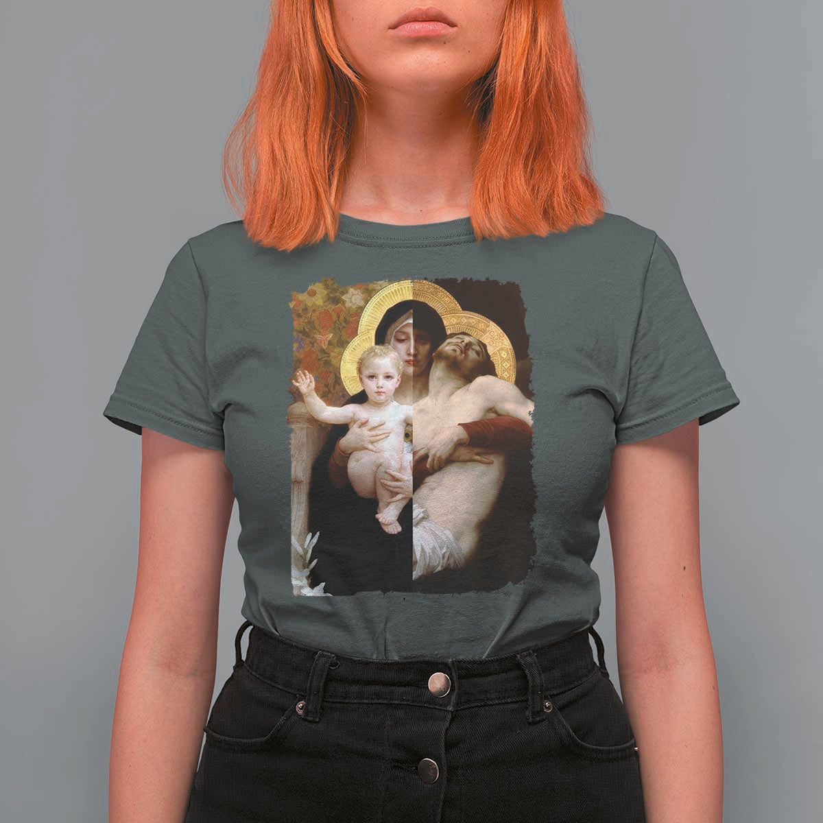 Jesus Christ and Mother Mary William Adolphe Bouguereau Art T Shirt For Women