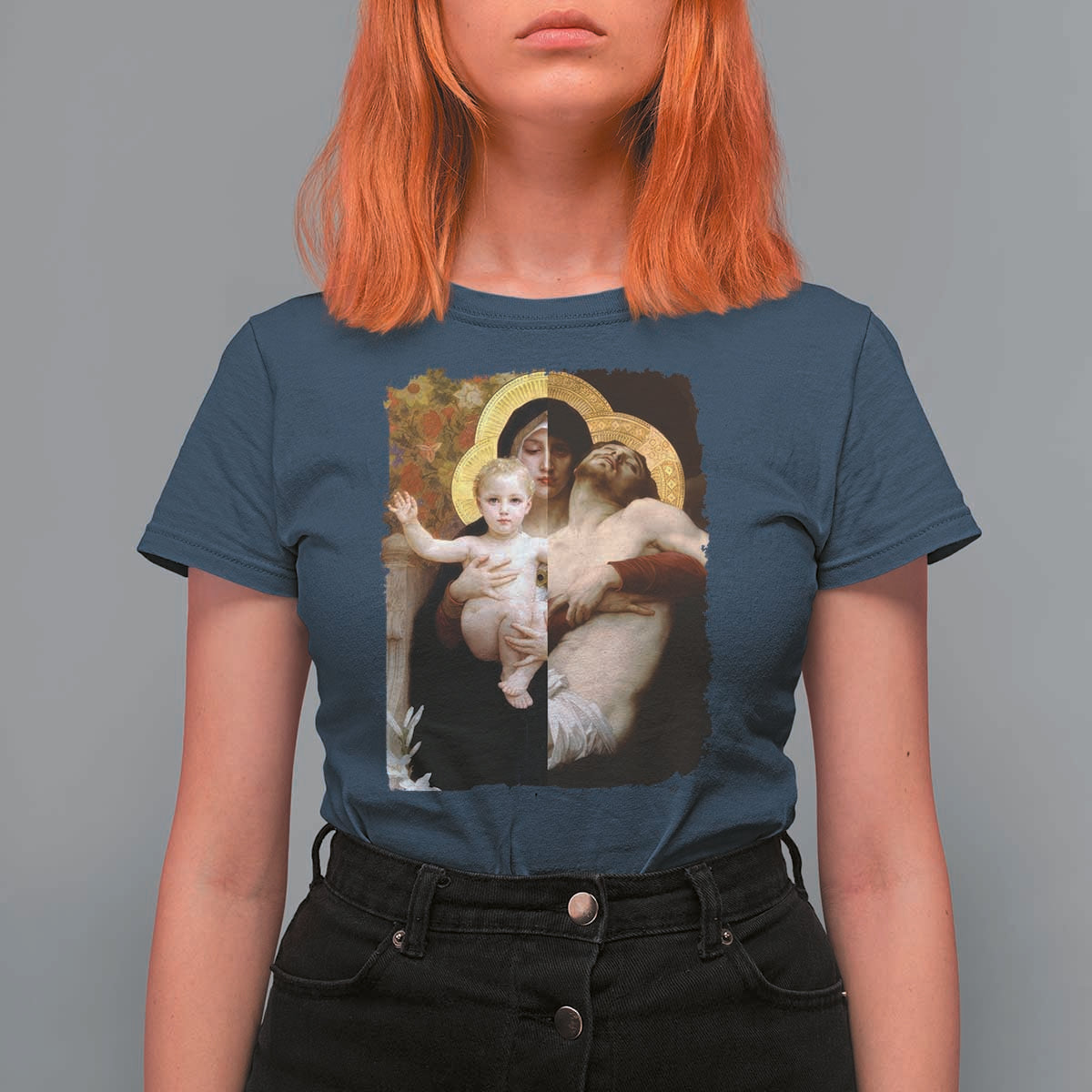 Jesus Christ and Mother Mary William Adolphe Bouguereau Art T Shirt For Women