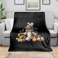 Funny Easter Day Bunny Miner Egg Video Game Throw Blanket