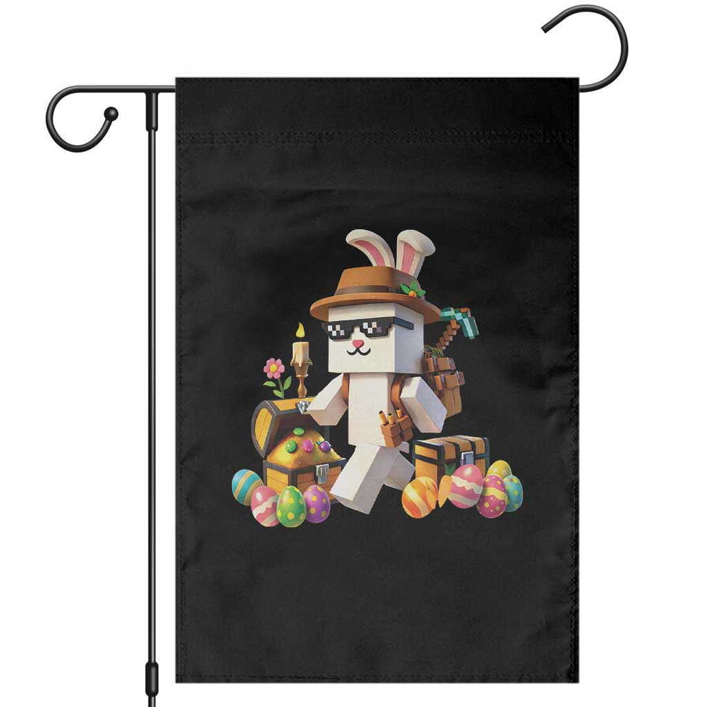 Funny Easter Day Bunny Miner Egg Video Game Garden Flag