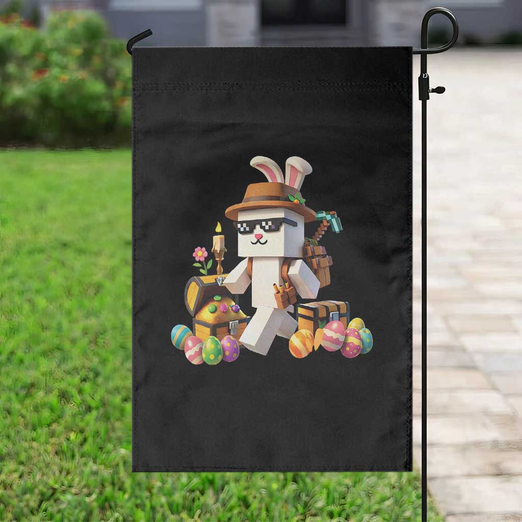 Funny Easter Day Bunny Miner Egg Video Game Garden Flag