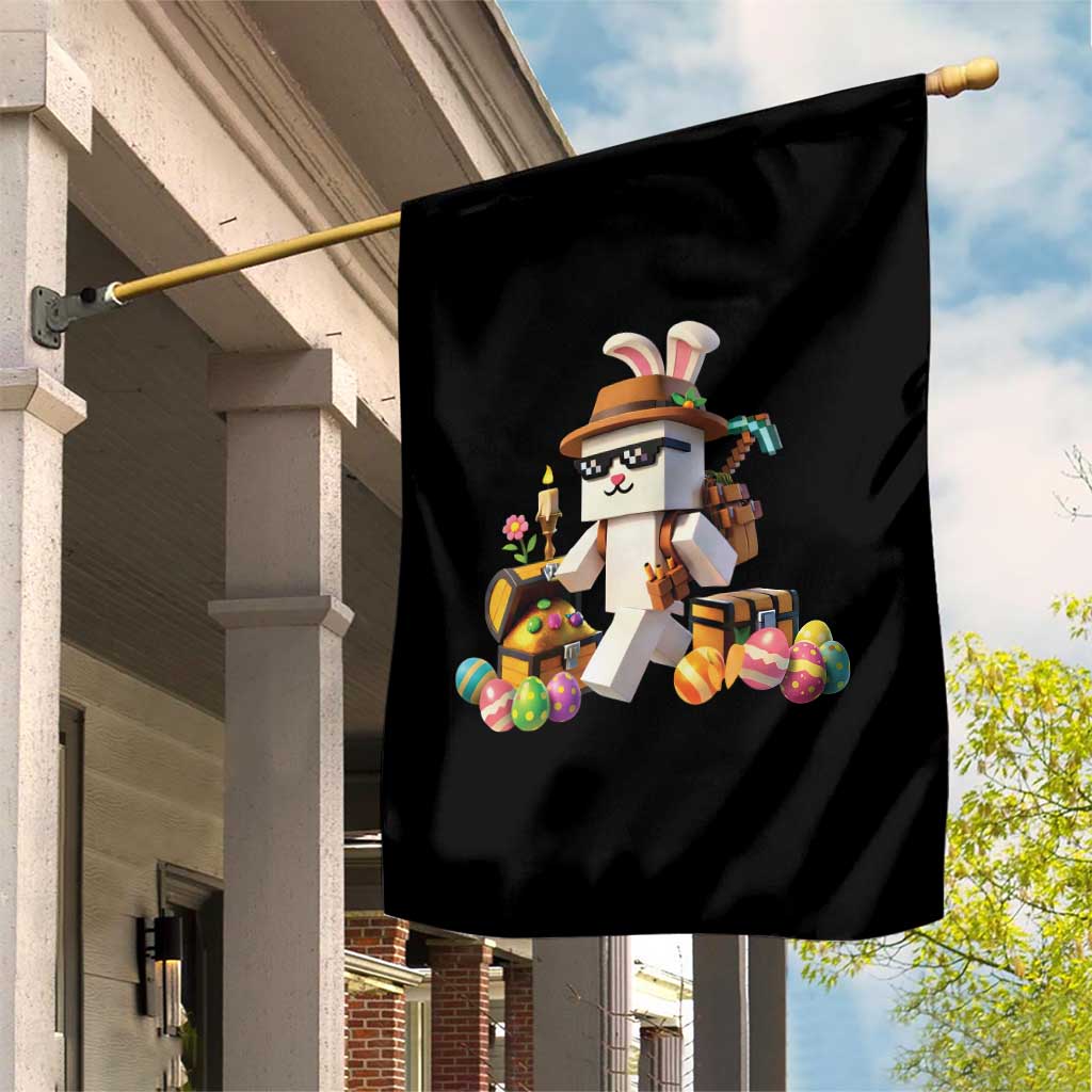 Funny Easter Day Bunny Miner Egg Video Game Garden Flag