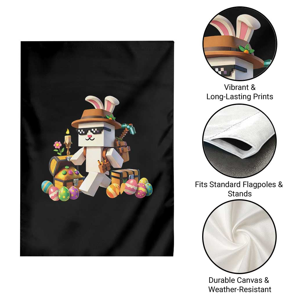 Funny Easter Day Bunny Miner Egg Video Game Garden Flag