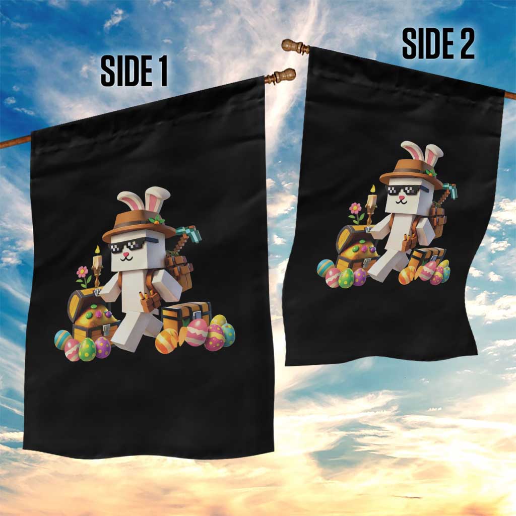 Funny Easter Day Bunny Miner Egg Video Game Garden Flag