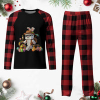 Funny Easter Day Bunny Miner Egg Video Game Plaid Pajama Set