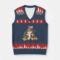 Funny Easter Day Bunny Miner Egg Video Game V-Neck Knit Sweater Vest