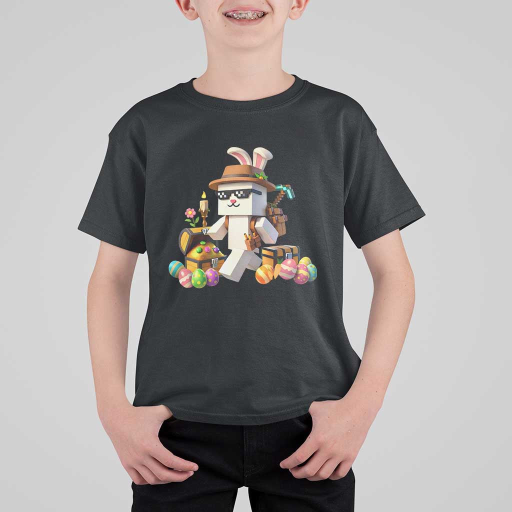 Funny Easter Day Bunny Miner Egg Video Game T Shirt For Kid