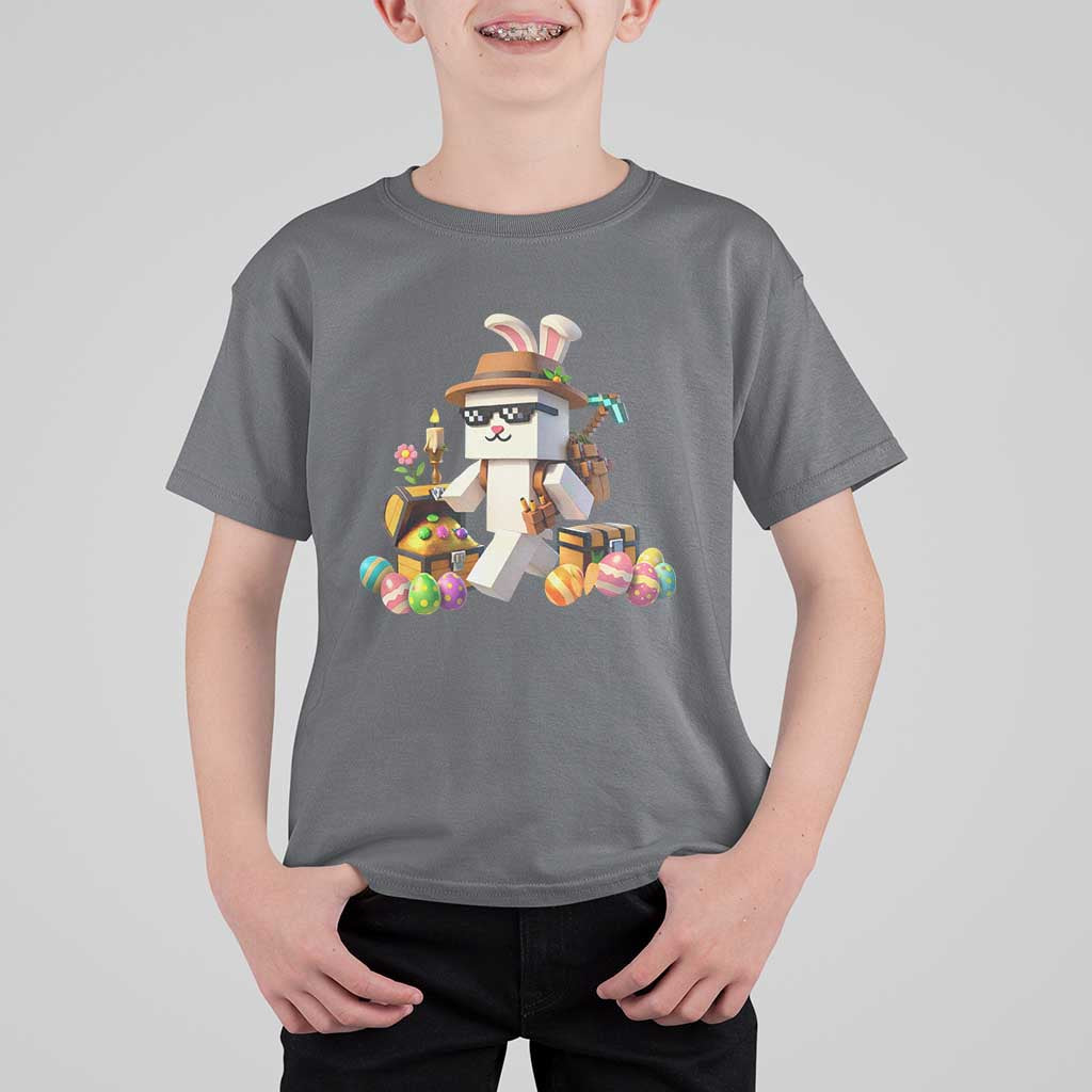 Funny Easter Day Bunny Miner Egg Video Game T Shirt For Kid
