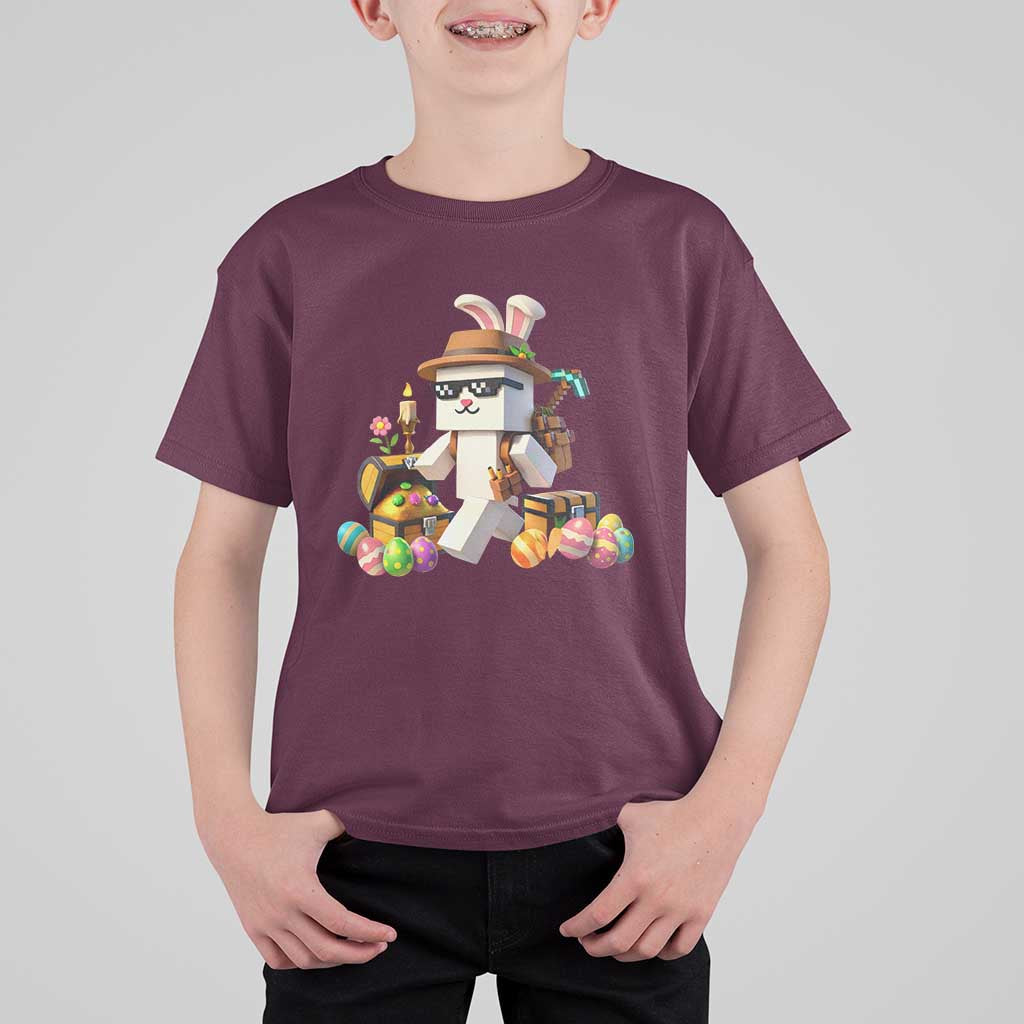 Funny Easter Day Bunny Miner Egg Video Game T Shirt For Kid