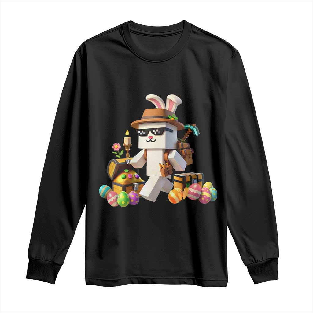 Funny Easter Day Bunny Miner Egg Video Game Long Sleeve Shirt