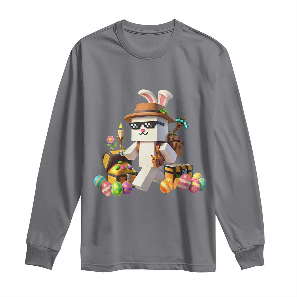 Funny Easter Day Bunny Miner Egg Video Game Long Sleeve Shirt