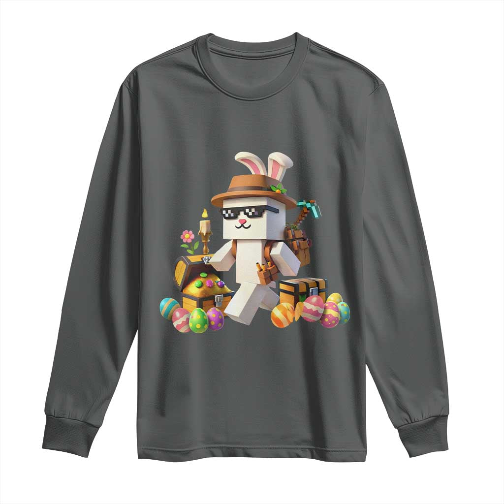 Funny Easter Day Bunny Miner Egg Video Game Long Sleeve Shirt