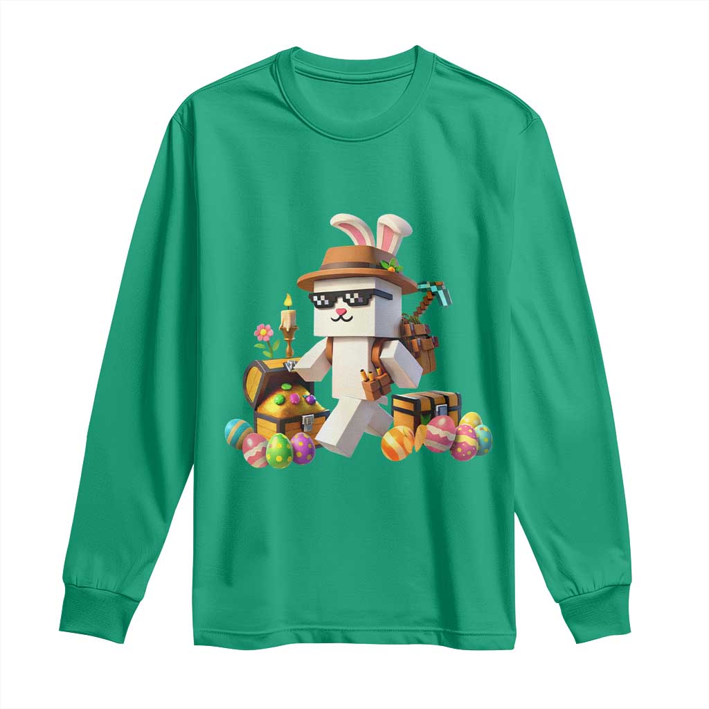 Funny Easter Day Bunny Miner Egg Video Game Long Sleeve Shirt