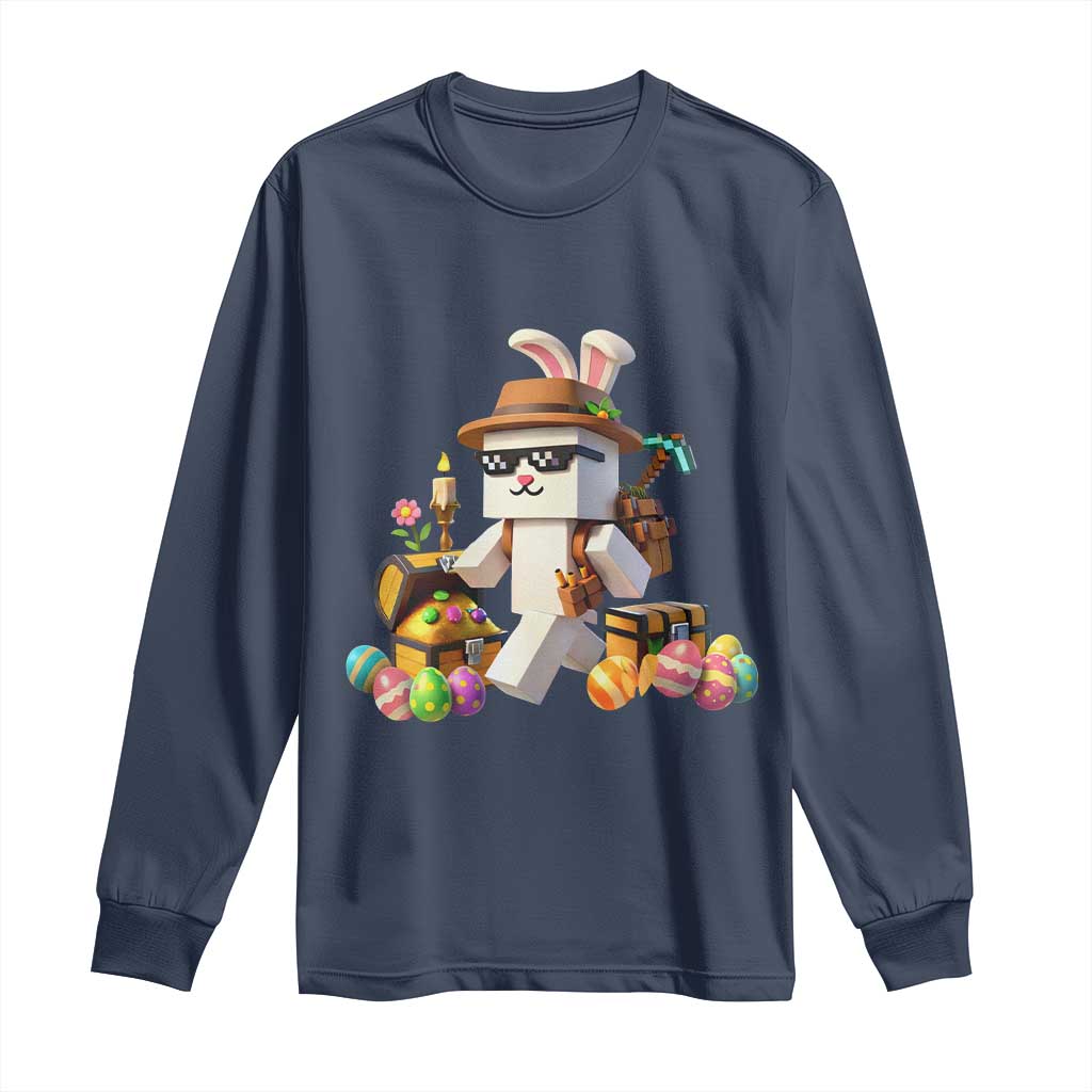 Funny Easter Day Bunny Miner Egg Video Game Long Sleeve Shirt