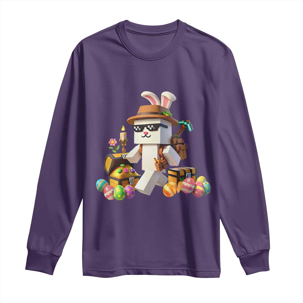 Funny Easter Day Bunny Miner Egg Video Game Long Sleeve Shirt