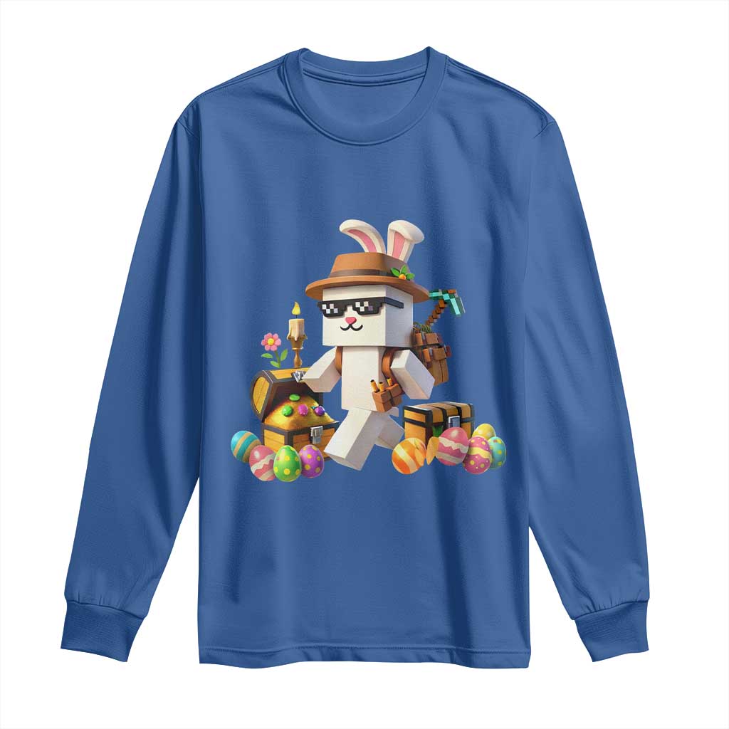 Funny Easter Day Bunny Miner Egg Video Game Long Sleeve Shirt
